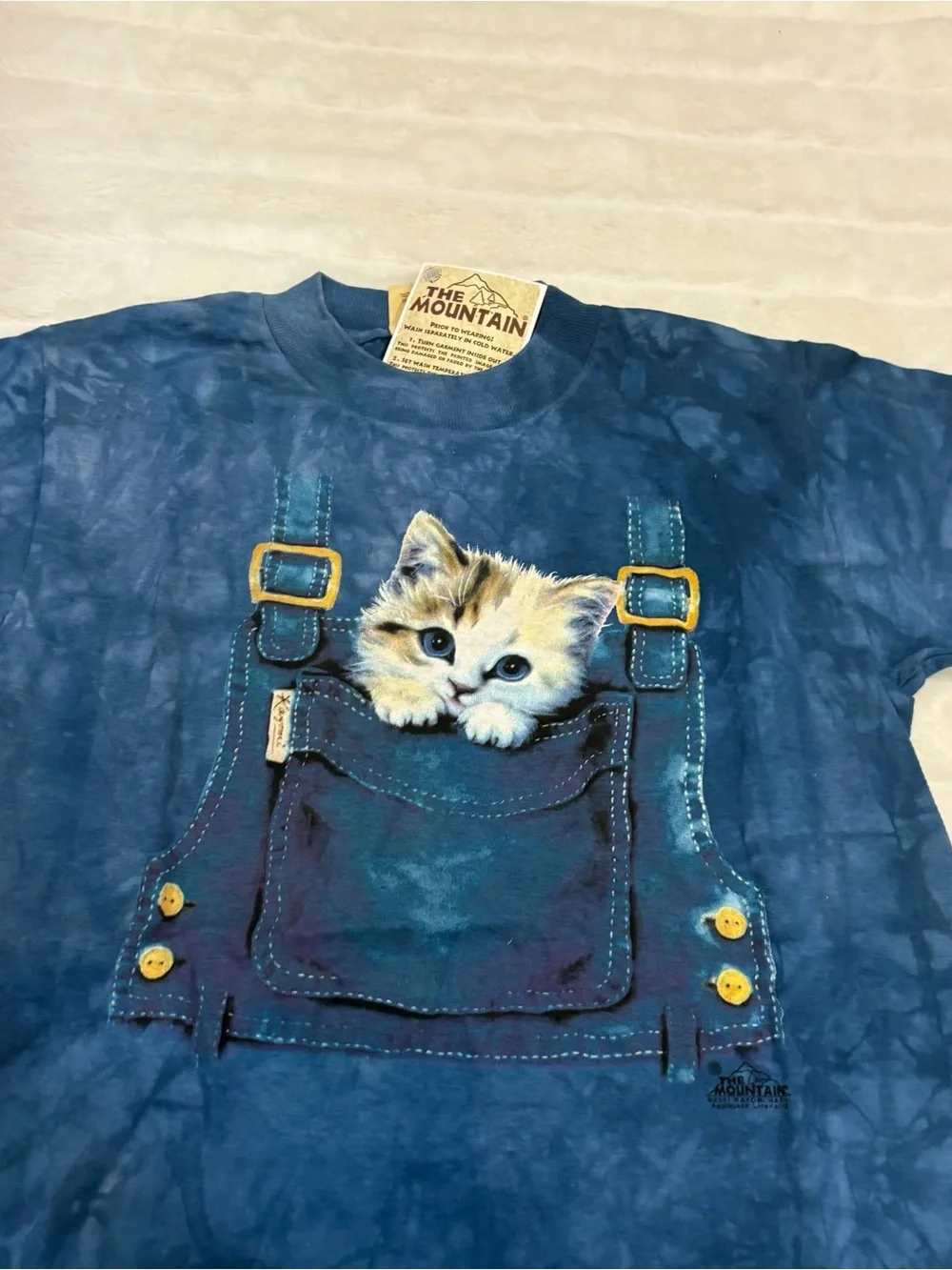 The Mountain Navy Blue Kitten Overalls T-Shirt